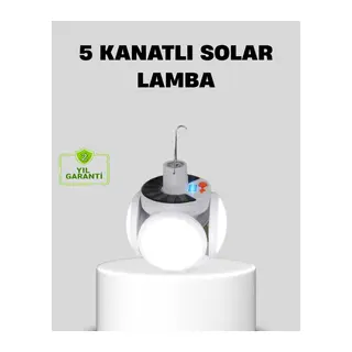 Solar Güneş Enerjili ve USB Şarjlı 5 Kanatlı LED Kamp Lambası