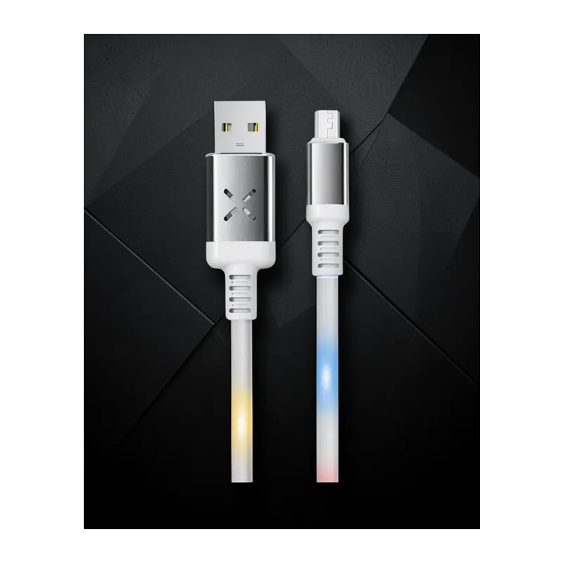 Dc09 Ses Duyarlı Işıklı Micro Usb Kablo 1m 2a - Beyaz
