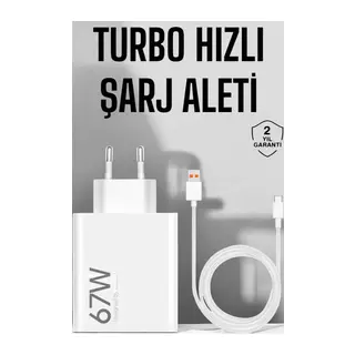 Şarj Aleti 67W Hızlı Şarj Turbo Type-C Uyumlu Şarj Adaptörü Kablosu