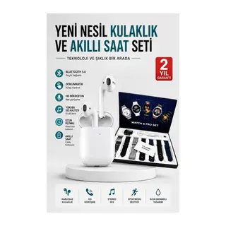 2025 Model Akıllı Saat ve 2.Nesil TWS Bluetooth Kulaklık Yüksek Ses Kaliteli