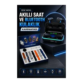 Powerbank Bluetooth Kulaklık Ve Akıllı Saat 7 Kordonlu Metal Kordon Plastik Kordon