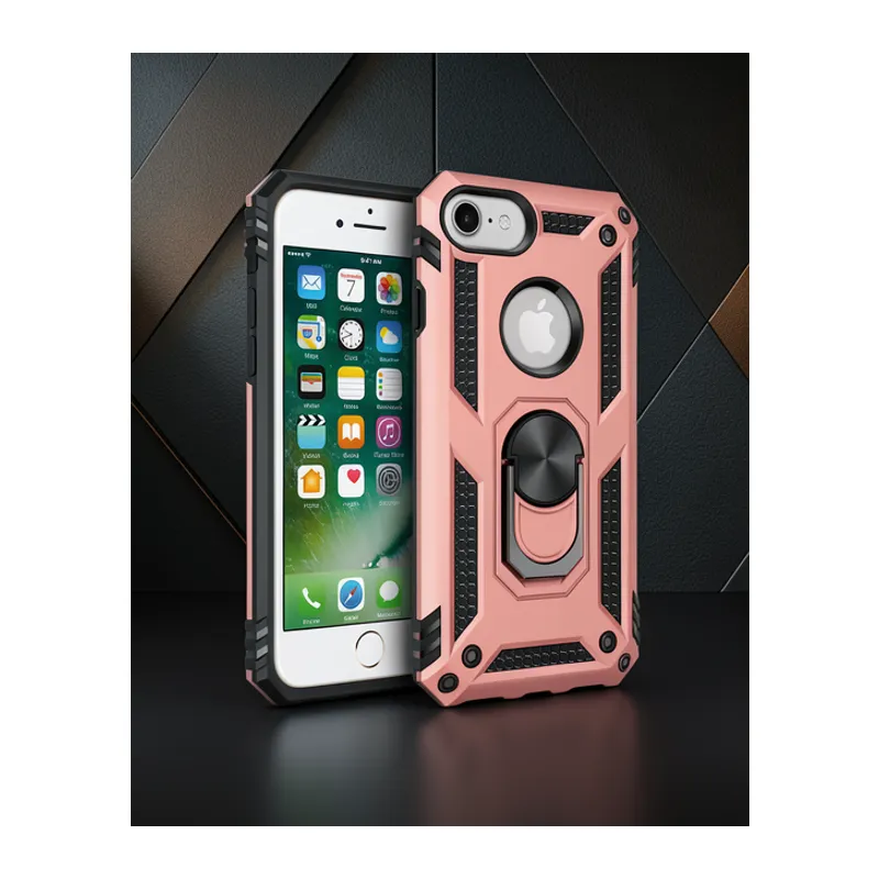 Apple İphone 7 Kılıf Sofya Yüzüklü Silikon Kapak - Rose