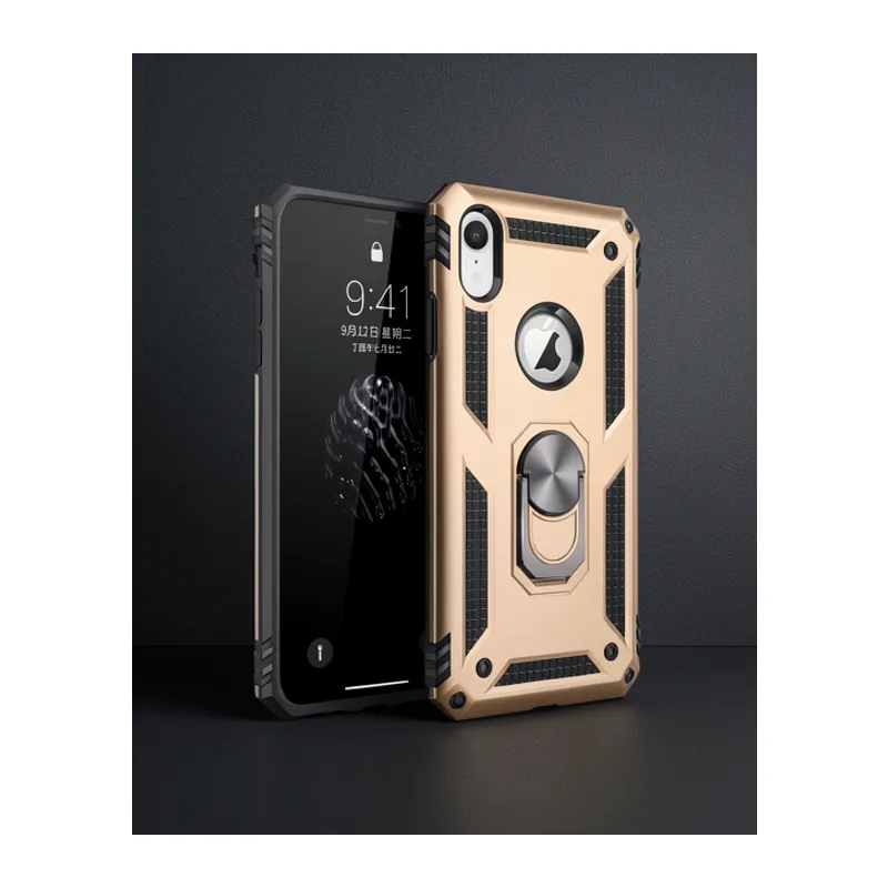 Apple İphone Xr Kılıf Sofya Yüzüklü Silikon Kapak - Gold
