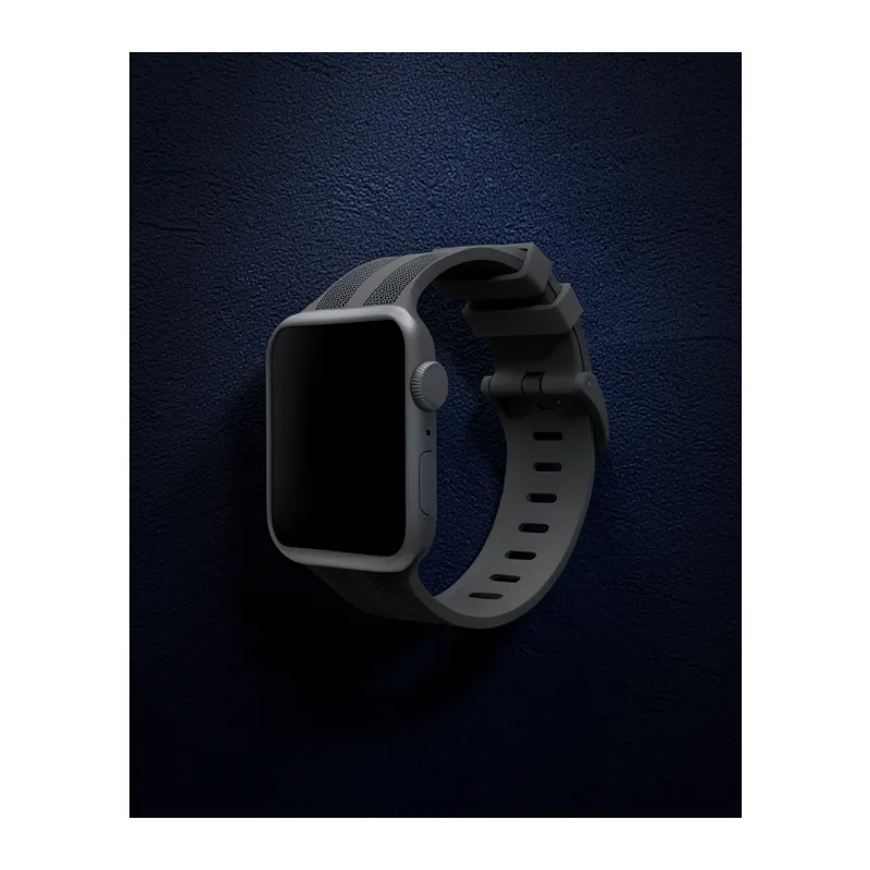 Apple Watch 38mm Kr408 Çizgili Silikon Kordon - Siyah