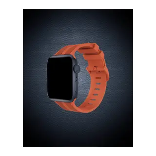 Apple Watch 42mm Kr408 Çizgili Silikon Kordon - Turuncu