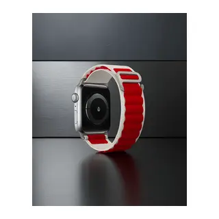 Apple Watch 38mm Mountain Kordon - Beyaz-kırmızı