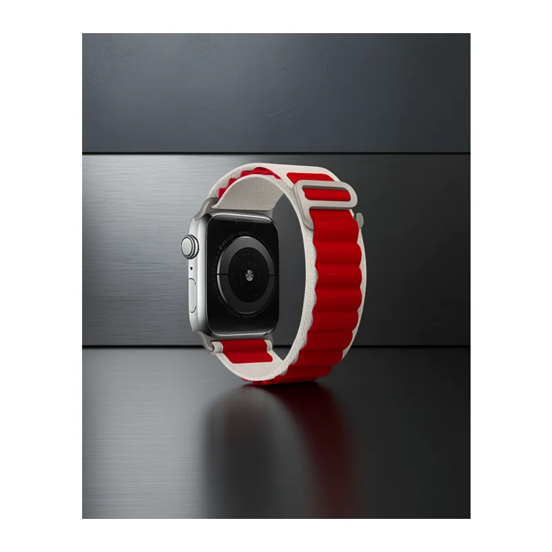 Apple Watch 38mm Mountain Kordon - Beyaz-kırmızı