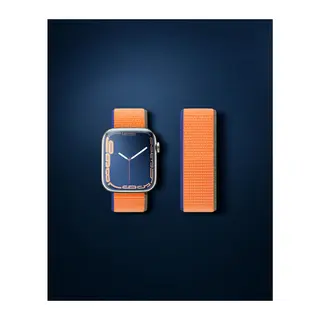 Apple Watch 42mm Hasırlı Cırtcırtlı Kordon - Turuncu