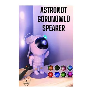 Astronot Bluetooth Hoparlör Gökyüzü Projektör Gece Lambası