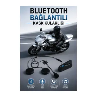 Kask Kulaklığı Motosiklet Intercom Interkom Dinleme Konuşma Özellikli Su Geçirmez