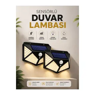Solar Sensörlü Duvar Lambası Bahçe Lambaso Parlak Beyaz Işık Suya Dayanıklı