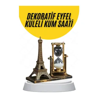 Dekoratif Eyfel Kulesi ve Kum Saati Vintage Tarzı Masa Süsü Biblo