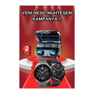 İkili Set Akıllı Saat Ve Bluetooth Kulaklık Kablosuz Uzun Pil Ömrü Spor Modları