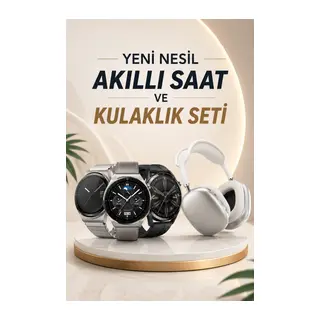 Yeni Nesil Sesli Görüşme Akıllı Saat ve Powerbank Çoklu Şarj Girişli Bluetooth Kulaklık Nabız Ölçer