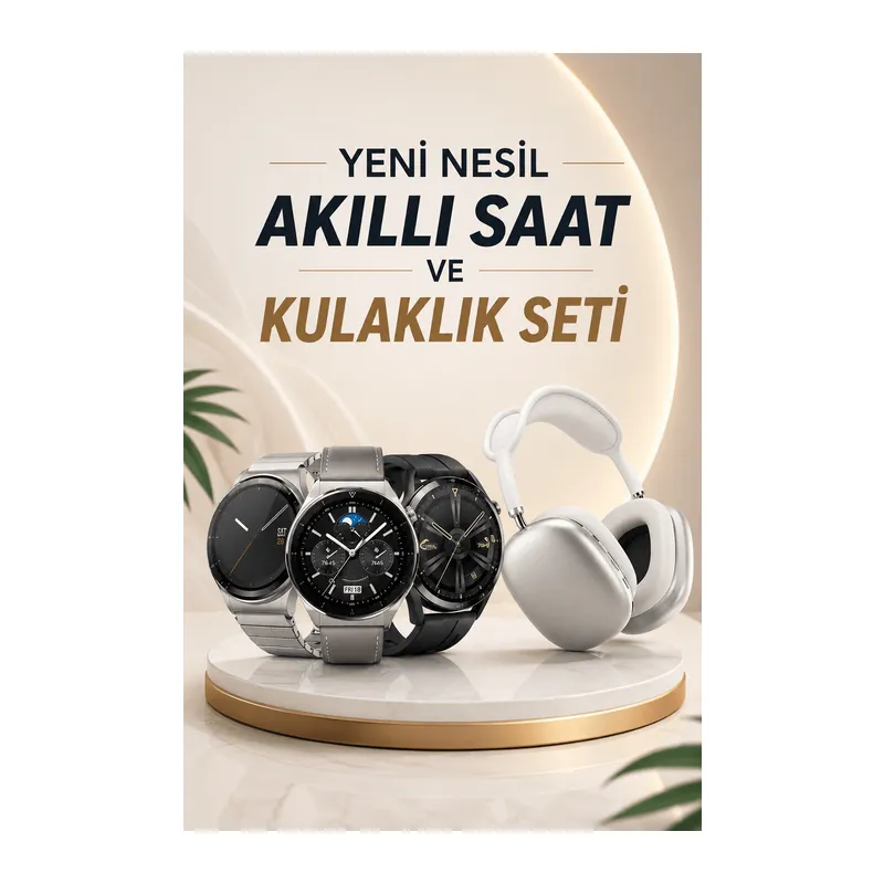 Yeni Nesil Sesli Görüşme Akıllı Saat ve Powerbank Çoklu Şarj Girişli Bluetooth Kulaklık Nabız Ölçer