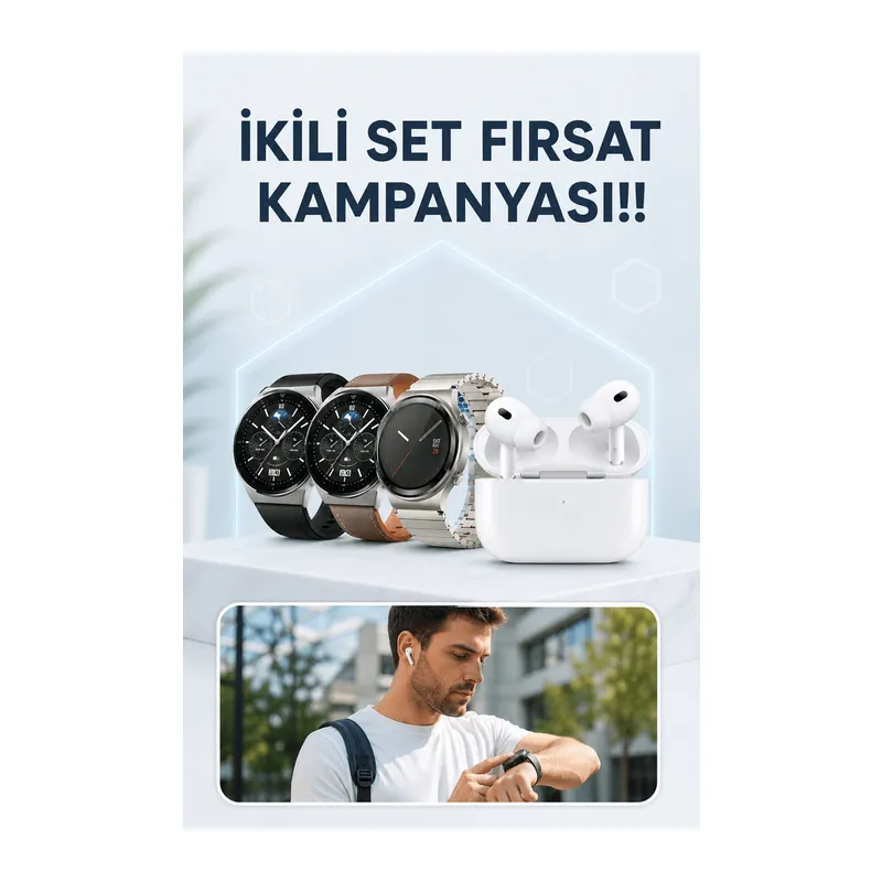 Aynalı Bluetooth Kulaklık Yeni Nesil Akıllı Saat Titreşimli Nabız Ölçer Spor Modları