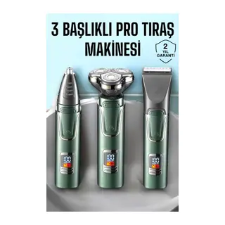 3 Başlıklı Profesyonel Saç ve Sakal Bakım Seti Vücut, Burun ve Kulak Tüy Alma