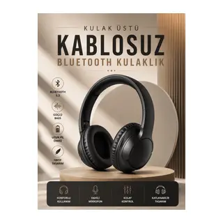 Kablosuz Bluetooth Kulaklık Kulak Üstü Mikrofonlu 5.0 Bluetooth ANC Özelliği