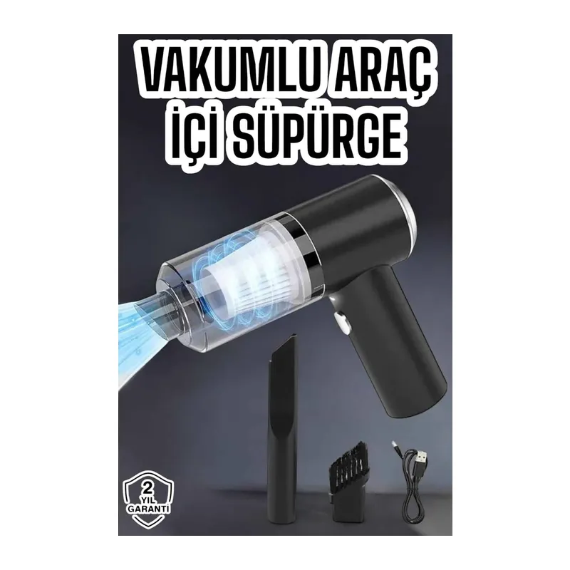 Üflemeli Güçlü Vakumlu Ev Ofis Araç Süpürgesi El Süpürgesi Şarjlı