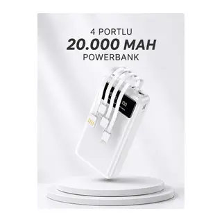 Powerbank Şarj Cihazı 4 Çıkışlı 20.000 MAH Powerbank Kompakt Yüksek Kapasiteli Hızlı Şarj