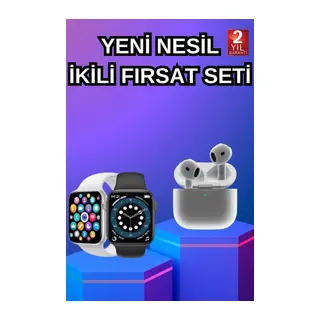 3.Nesil TWS Bluetooth Kulaklık ve Dokunmatik Ekran Akıllı Saat Sesli Görüşme