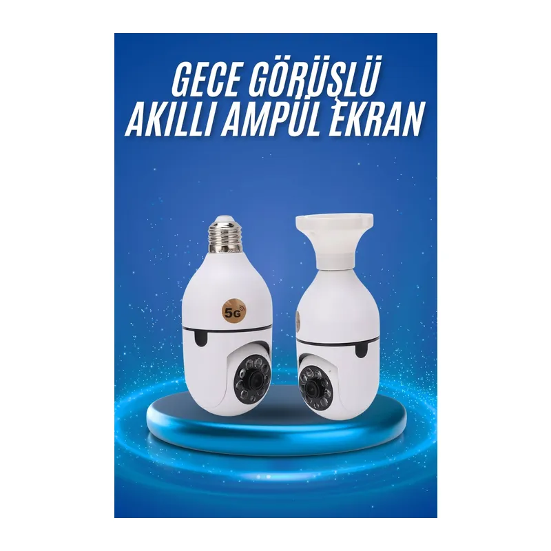 Gece Görüşlü Akıllı Dönebilen Ev Kamerası Ampül Kamera