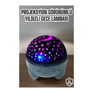 Yıldız Yansıtmalı Projeksiyon Gece Lambası Şarjlı Taşınabilir