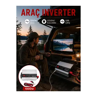1000W Araç İnverter Aküden Elektrik Üreten Taşınabilir Güç Dönüştürücü