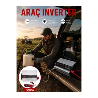 1000W Güç İnverteri Araç Aküsünden Priz Çıkışı Sağlayan Çevirici