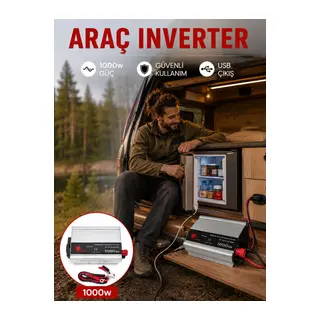 1000 Watt Oto İnvertör Elektrik Dönüştürücü Ev Tipi Priz