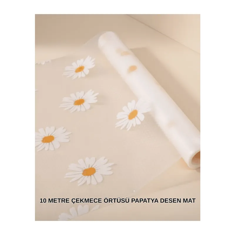 10 Metre Papatya Desenli Kolay Temizlenebilir Çekmece Matı
