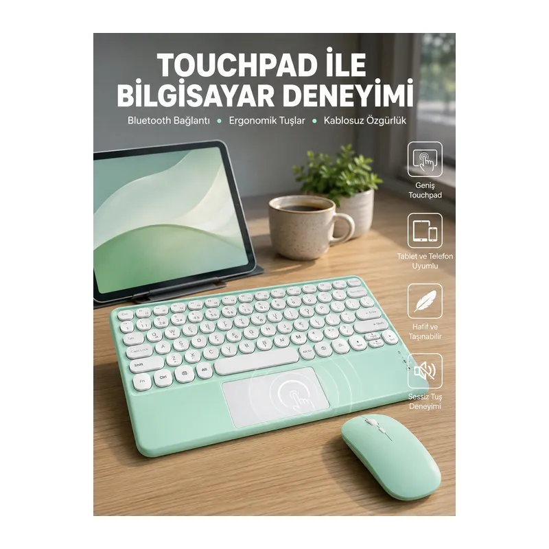 Profesyonel Wifi Q Klavye Bluetooth Klavye Touchpad 10.8 Inç Yeni Nesil