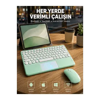 Bluetooth Touchpad Klavye Ultra İnce Taşınabilir Q Klavye Yeni Nesil