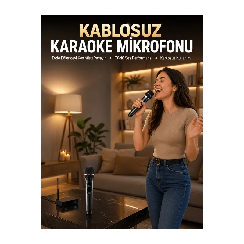 Profesyonel Kablosuz Mikrofon Seti Çift Mikrofonlu