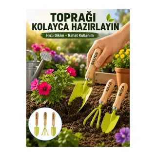 Bahçe El Aletleri Seti Toprak Düzenleme ve Dikim Aparatı