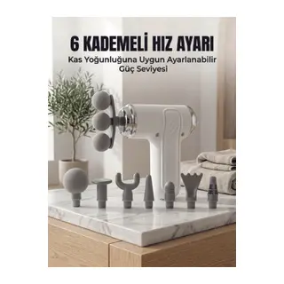 Profesyonel Kas Gevşetici Masaj Tabancası 8 Değiştirilebilir Başlıklı Kablosuz Masaj Cihazı