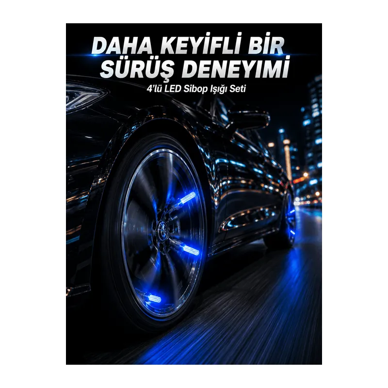 4'lü LED Sibop Işığı Hareket Sensörlü Araç Lastik Sibop Lambası