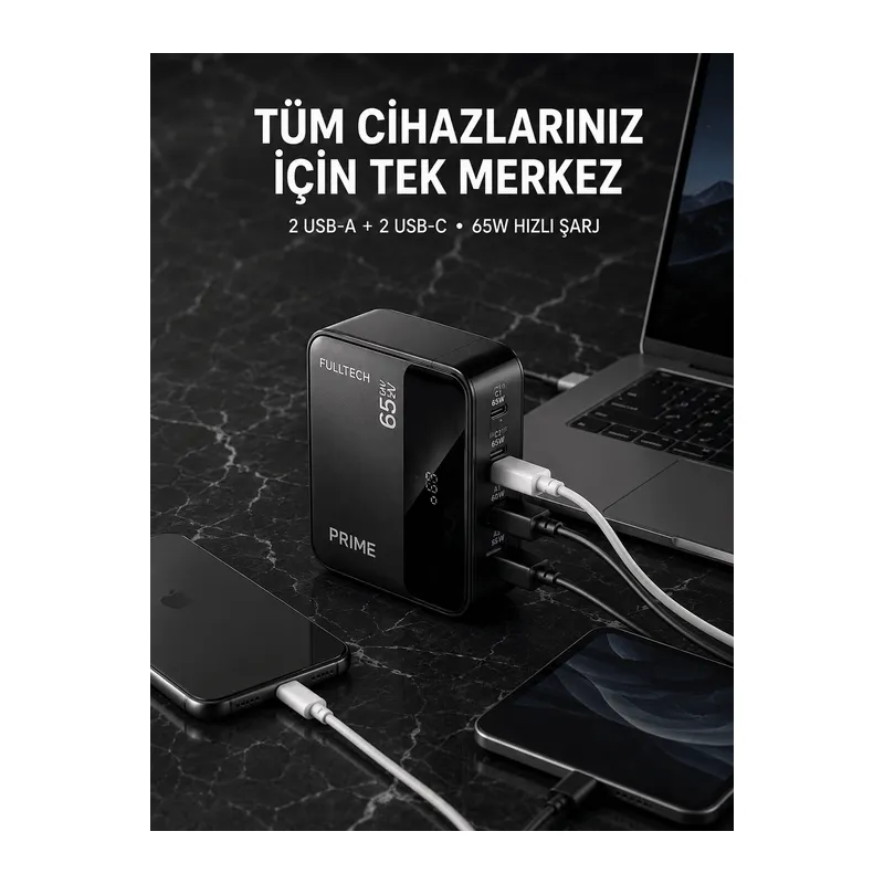4 Portlu GaN Masaüstü Hızlı Şarj İstasyonu