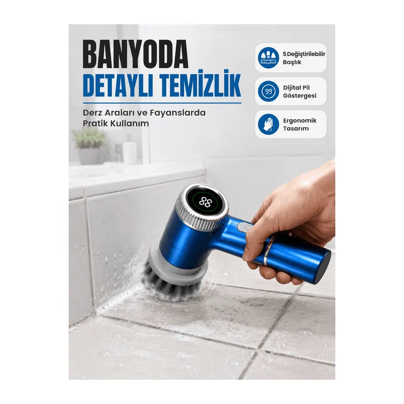 Kablosuz Elektrikli Döner Temizlik Fırçası ile Zorlu Kirleri Kolayca Temizleyin
