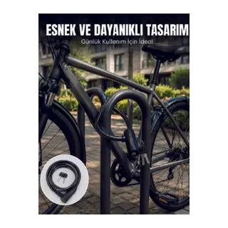 Bisiklet Kilidi 12 mm Kalın Çelik Halat 80 cm Anahtarlı Güvenlik Kilidi 2 Anahtarlı PVC Kaplamalı