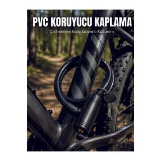 12 mm PVC Kaplamalı Bisiklet Kilidi 80 cm Anahtarlı Çelik Halat Kilit 2 Anahtarlı Güvenlik Kilidi