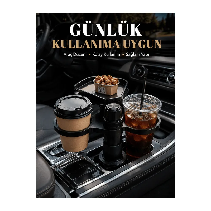 Araç İçi Bardaklık Organizeri Çok Amaçlı İçecek ve Eşya Tutucu