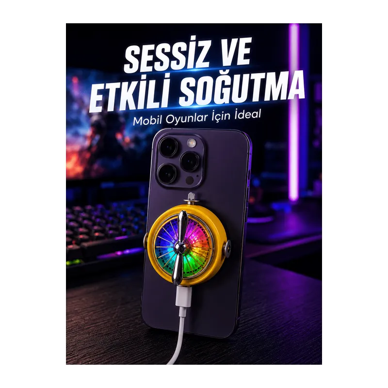 Manyetik Telefon Soğutucu RGB Fanlı Mobil Oyun Soğutucusu