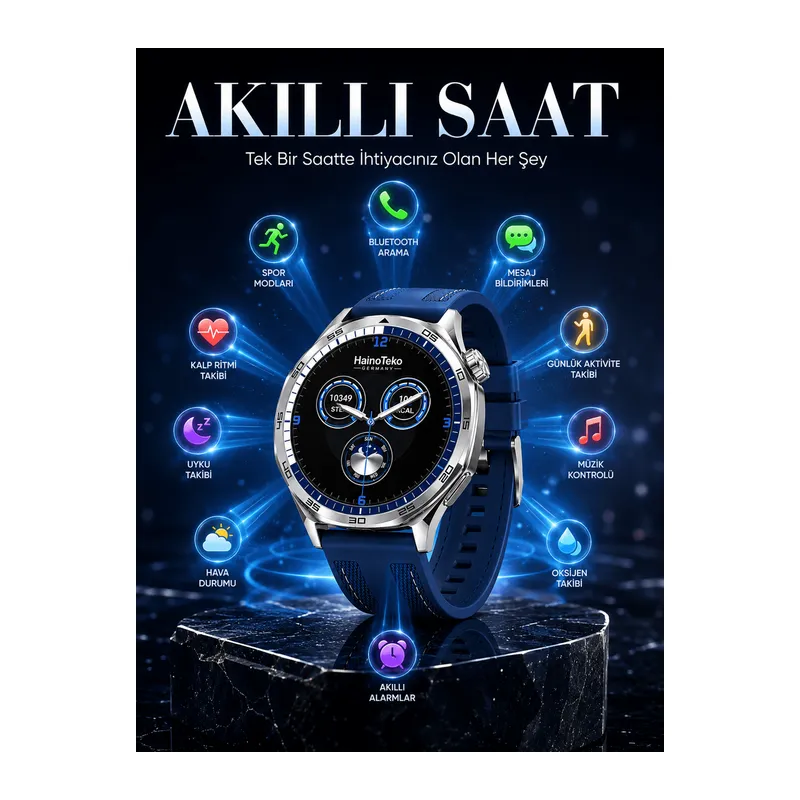 Uzun Süreli Pil Ömrüne Sahip AMOLED Akıllı Saat 3 Kordonlu Tasarım