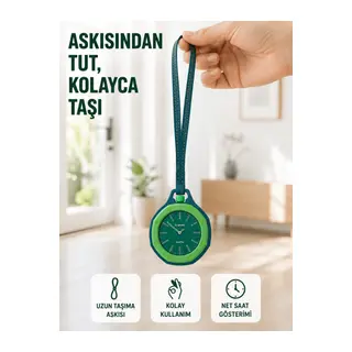 Anahtarlık ve Sırt Çantası İçin Askılı Charm Analog Saat Yeşil