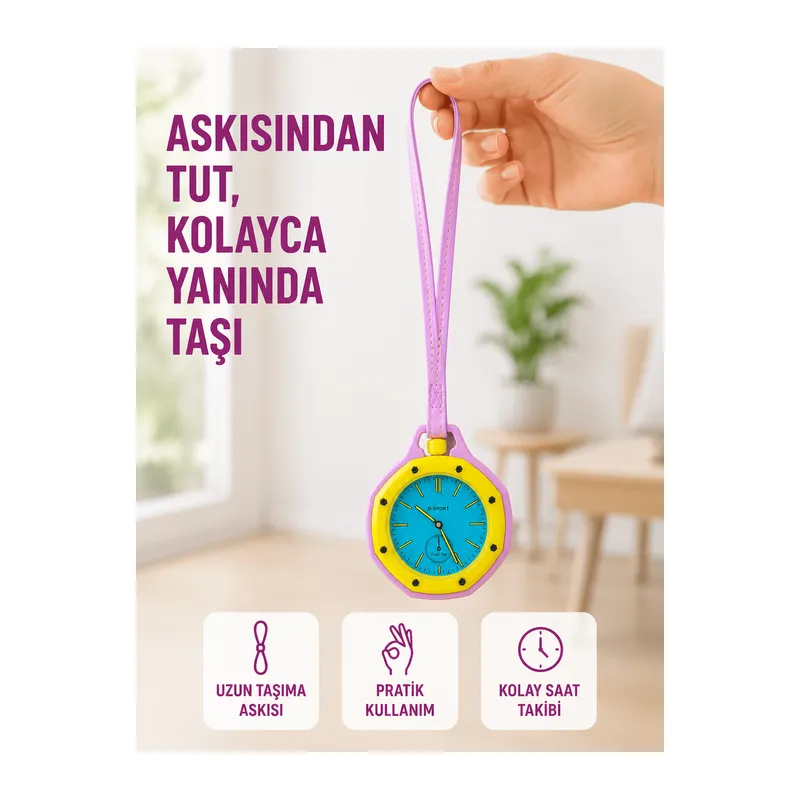 Çanta ve Pantolon İçin Askılı Charm Saat Kemer Aksesuarı Pembe