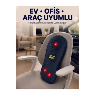 Isıtmalı Bel Masaj Minderi Ev Ofis Araç Uyumlu Titreşimli Destek