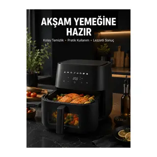 Dokunmatik Ekranlı Air Fryer Sağlıklı Yağsız Pişirme Cihazı