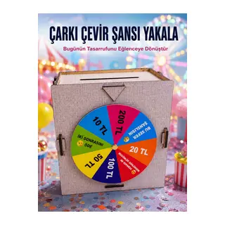 Çocuklar İçin Eğlenceli Tasarruf Oyunu Şans Çarklı Ahşap Kumbara Para Biriktirme Kutusu