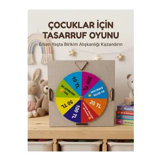 Şans Çarklı Motivasyon Kutusu Günlük Tasarruf Challenge Oyun Ahşap Birikim Kumbarası